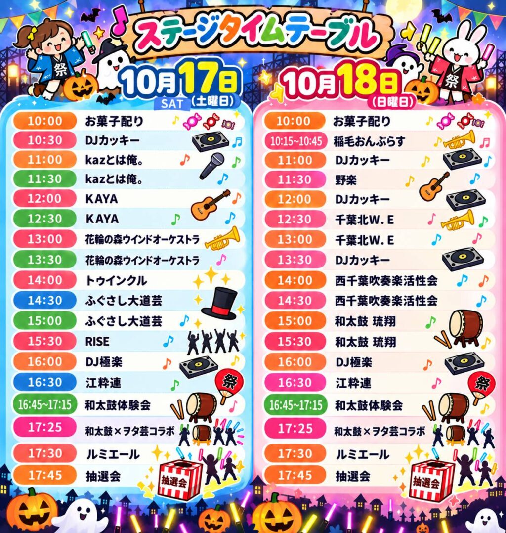 【マツダ ハロウィンマルシェ】ステージタイムテーブル